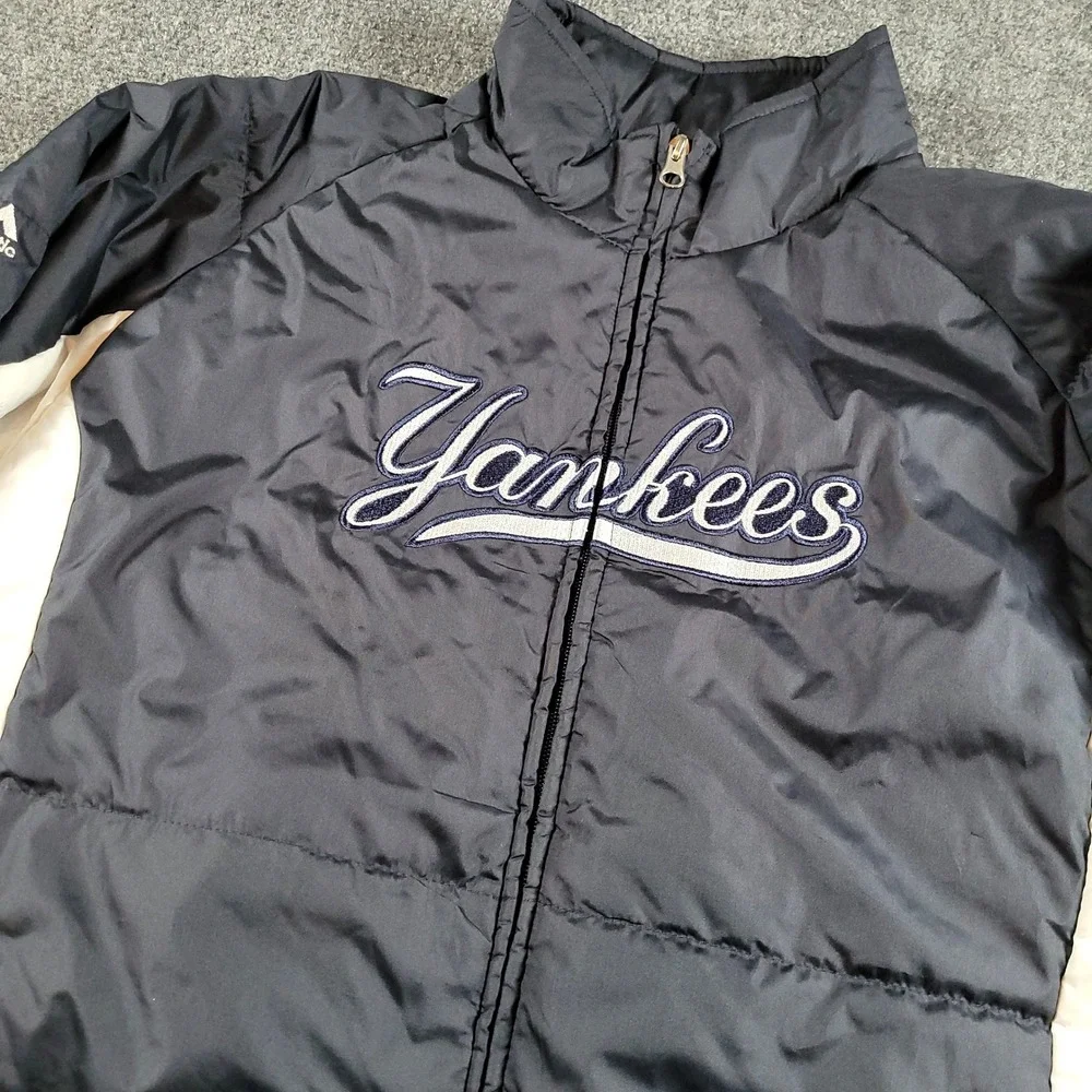 New York Yankees Puffer Jacket Kids XL 18 Navy Blue Majestic MLB Full Zip Quilt
